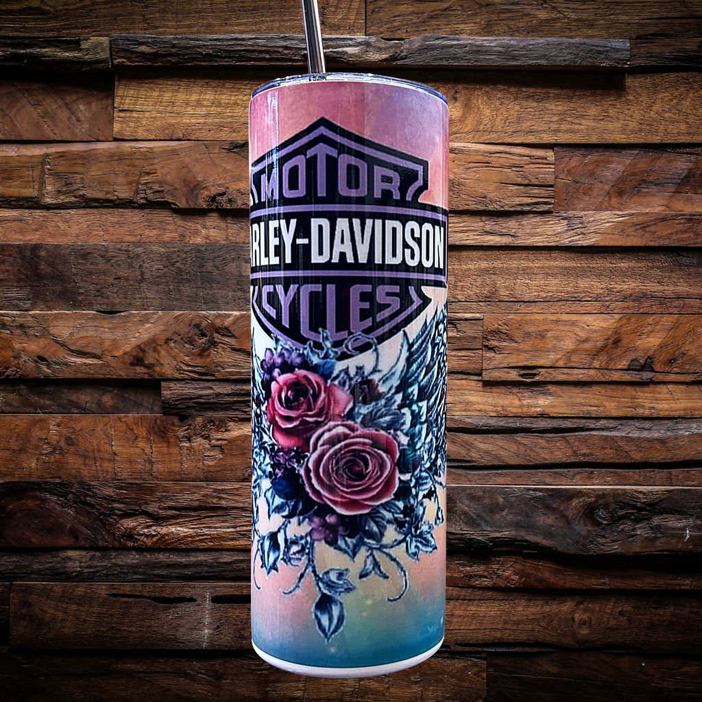 "Harley Wings and Roses" Tumbler 20 oz Stainless Steel Insulated